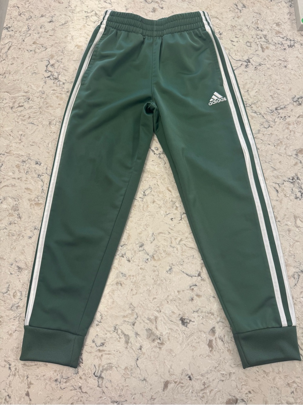 adidas Dark Green Track Pants with White Side Stripes